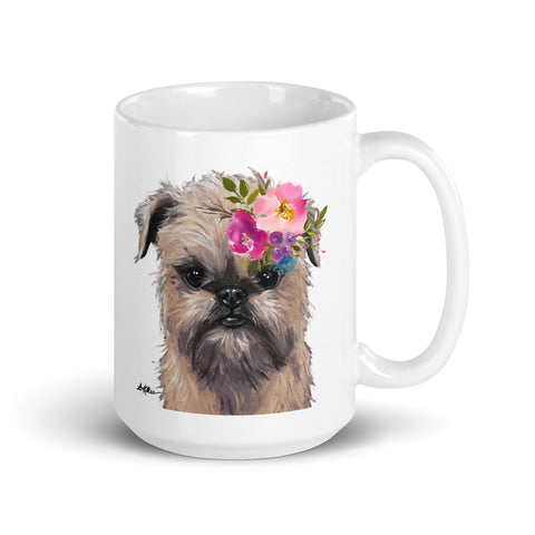 Brussels Griffon Mug, Dog Coffee Mug, 15oz Bright Blooms Brussels Griffon Dog Mug