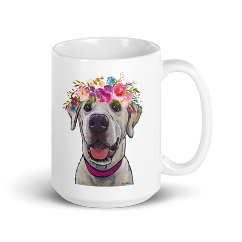 Yellow Lab Mug, Dog Coffee Mug, 15oz Bright Blooms Yellow Lab Dog Mug