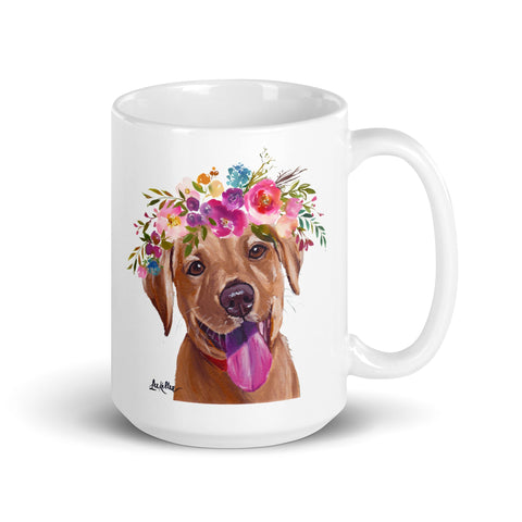 Lab Puppy Mug, Dog Coffee Mug, 15oz Bright Blooms Lab Puppy Dog Mug