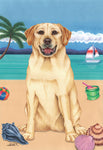 Yellow Labrador- Tomoyo Pitcher Summer Beach Garden Flag 12" x 17"