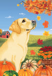Yellow Labrador - Tomoyo Pitcher  Falling Leaves Garden Flag