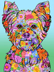 Yorkie Puppy Cut - Tomoyo Pitcher Flowers Garden Flag 12" x 17"