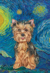 Yorkie Puppy Cut - Tomoyo Pitcher Van Gogh Garden Flag 12" x 17"