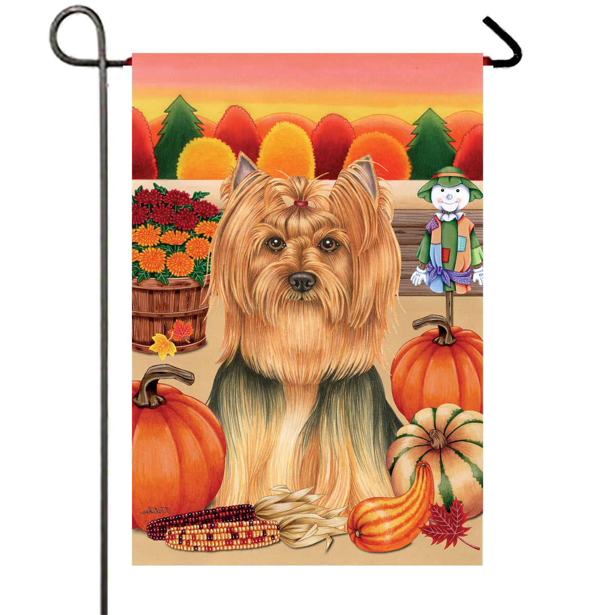 Yorkie Show Cut - Best of Breed Autumn Harvest Garden Flag 12