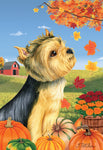 Yorkie Puppy Cut - Tomoyo Pitcher Autumn Leaves Outdoor Flag